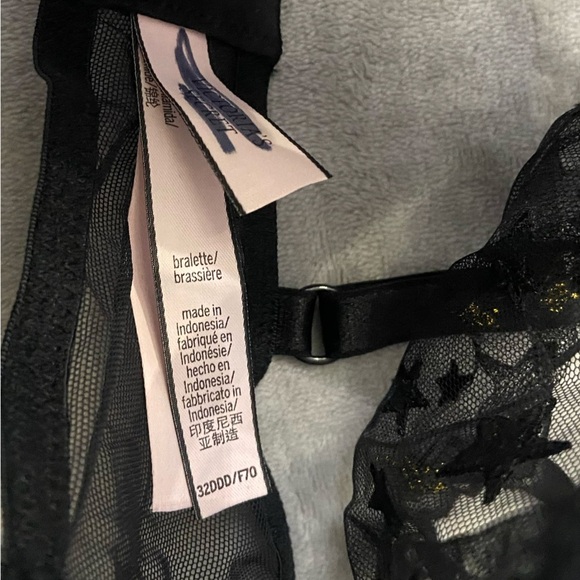 New! Victorias Secret black metallic star pattern mesh lace bra 20084 - Picture 4 of 7